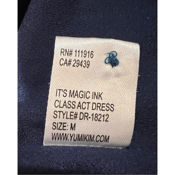 Yumi Kim Class Act Floral Dress Sheer Sleeves High Neck Ruffle Hem Size Medium - Picture 8 of 12